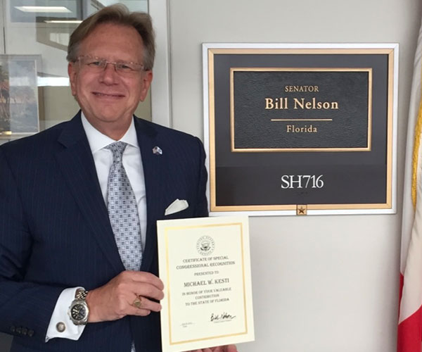 founder outside Bill Nelson's senate office